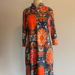 Gretchen Scott 1/4 Button Up Dress 3/4 Sleeve
